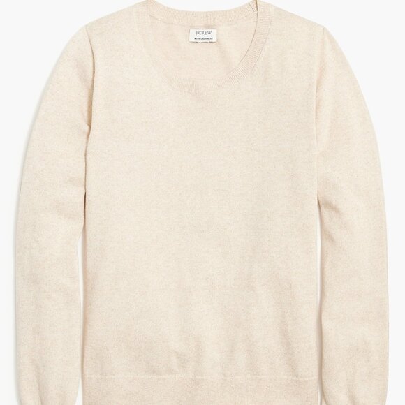 J. Crew Sweaters - J. Crew Women's Cashmere Cotton-blend puff-sleeve sweater Tallow Small